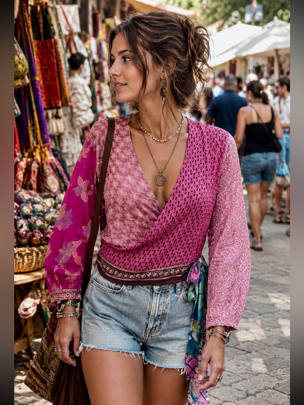 Jaded Gypsy Wrap Front Top with Tie Waist — Recycled Sari 🌺
